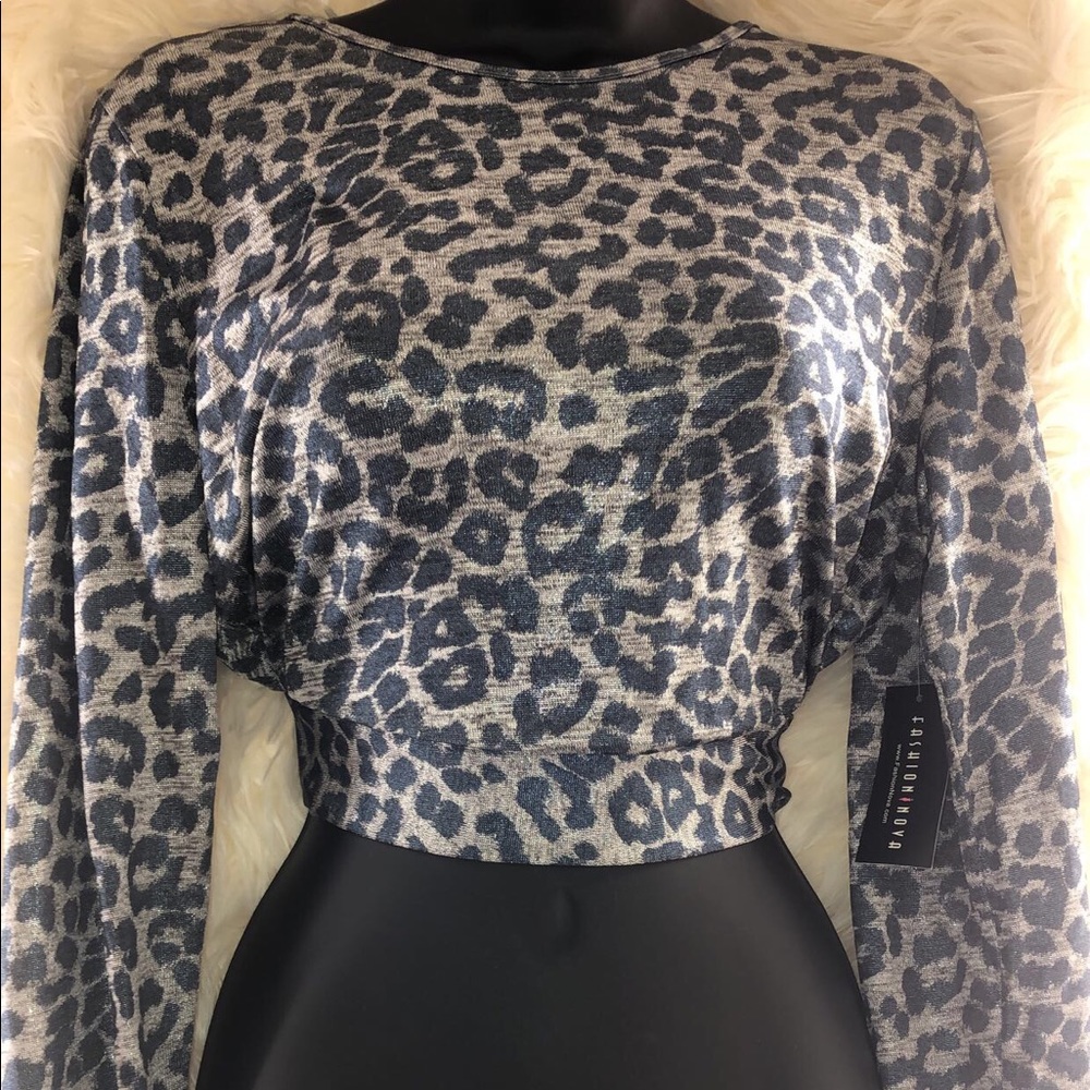Open Back Tie Long Sleeve Crop Top